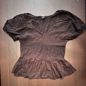 Torrid Black Smocked Peplum Blouse
